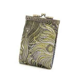 Peacock Pattern RFID Card Wallet | Gray/Gold
